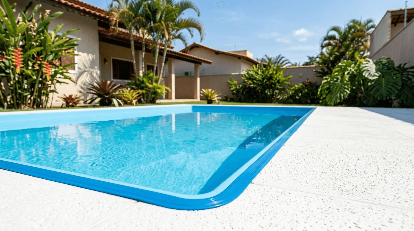 Piscina com revestimento de vinil novo, recém-instalado